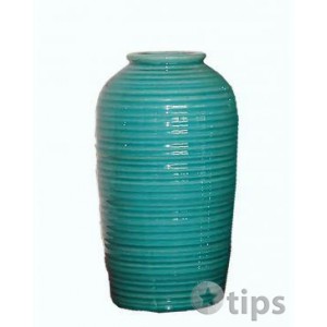 Large Teal Green Crack Effect Glazed Vase