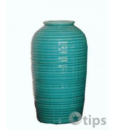 Large Teal Green Crack Effect Glazed Vase