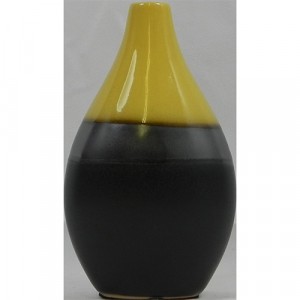 Mustard and Grey Bulb Table Vase 15cm