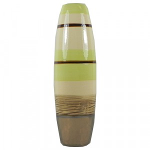 Pale Green and Cream Striped Table Vase 30cm