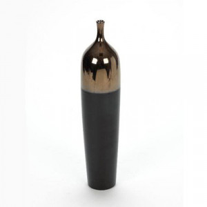Black and Bronze Bottle Neck Table Vase 40cm