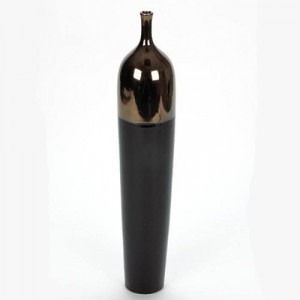 Black and Bronze Bottle Neck Table Vase 49cm