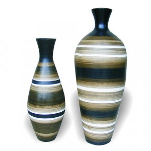 Set of 2 Striped Kaduna Large Floor Vase