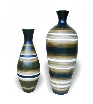 Set of 2 Striped Kaduna Large Floor Vase