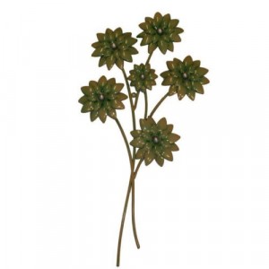 Green Six Head Flower Bunch Metal Art