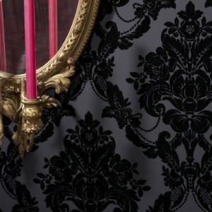 Velvety Black Damask Wallpaper 5sqm