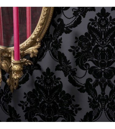 Velvety Black Damask Wallpaper 5sqm