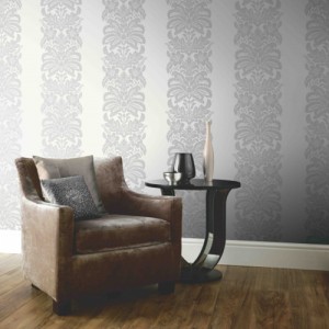 Quintz White and Grey Damask Wallpaper 5sqm