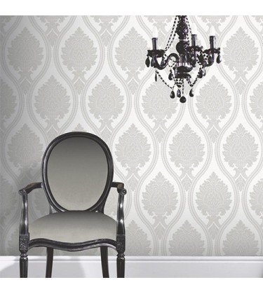 Rona Grey Damask Wallpaper 5sqm