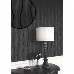 Glittery Black Wavy Wallpaper 5sqm