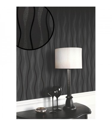 Glittery Black Wavy Wallpaper 5sqm