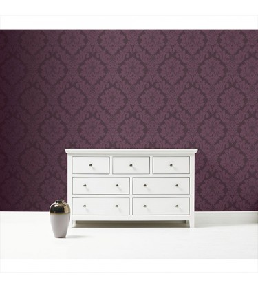 Vinci Damask Plum Wallpaper sqm