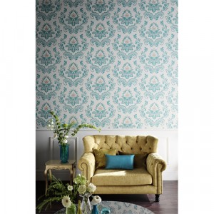 Joux Teal Damask Wallpaper 5sqm