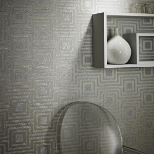 Denna Silver Heavy Weight Geometric Wallpaper 5sqm