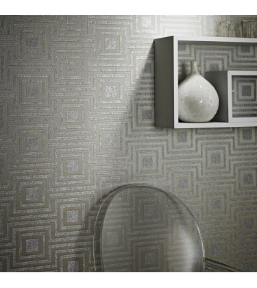 Denna Silver Heavy Weight Geometric Wallpaper 5sqm