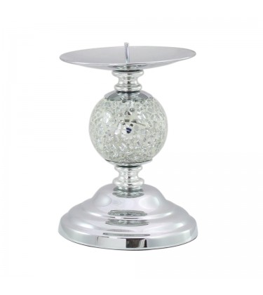 Silver Mosaic One Ball Candlestick