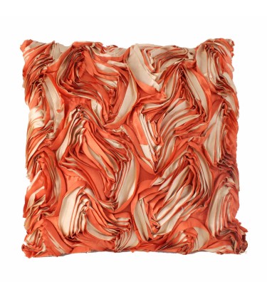 Large Ruffle Orange and Cream Cushion Cover