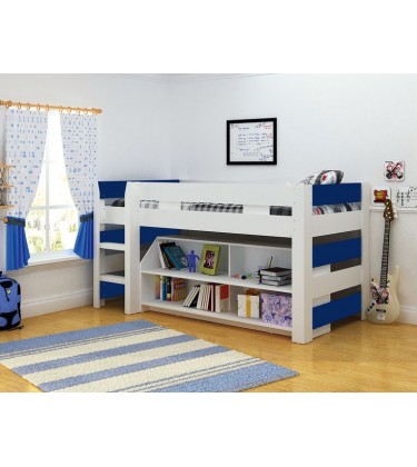 Boys Mid Sleeper Bed with Bookcase