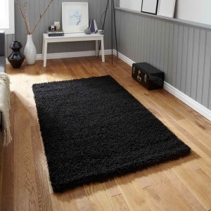 Lista Plain Black Shaggy Rug