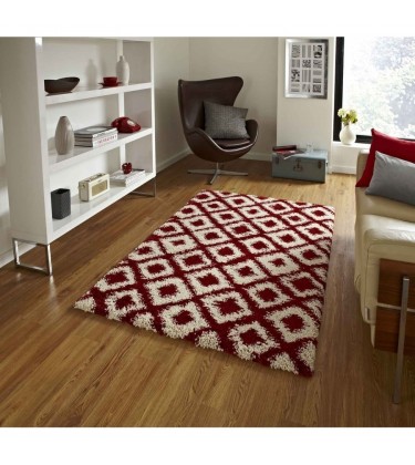 Madic Soft Shaggy Rug Red and Beige