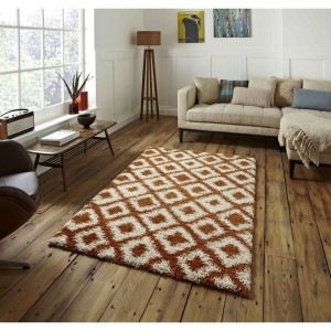 Madic Soft Shaggy Rug Orange and Beige