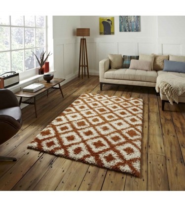 Madic Soft Shaggy Rug Orange and Beige