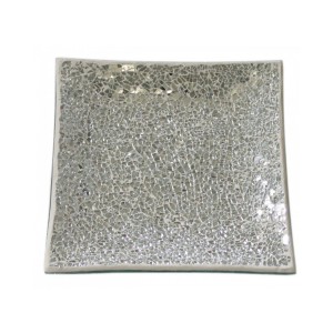 Silver Sparkle Mosaic Square Plate 