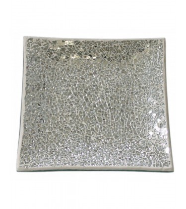 Silver Sparkle Mosaic Square Plate 