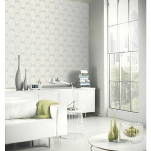 Leaf Print Grey and White Wallpaper