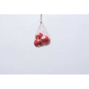 Set of 4 White and Red Poppy Balls 4cm