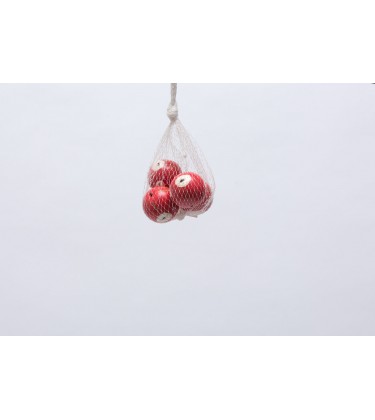 Set of 4 White and Red Poppy Balls 4cm