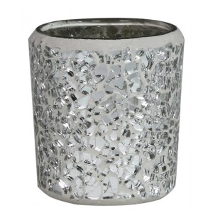 Silver Mosaic Tea Light Holder