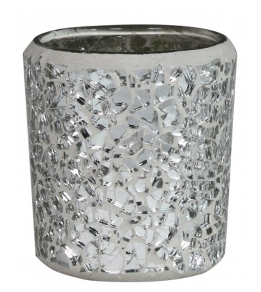 Silver Mosaic Tea Light Holder