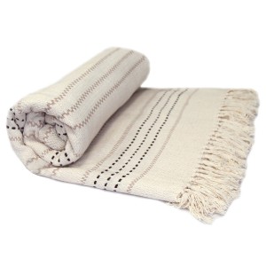 Stripe Woven Throw Cream