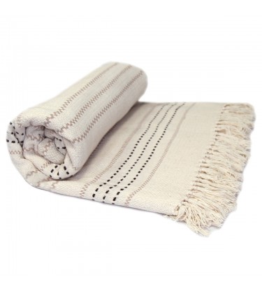 Stripe Woven Throw Cream