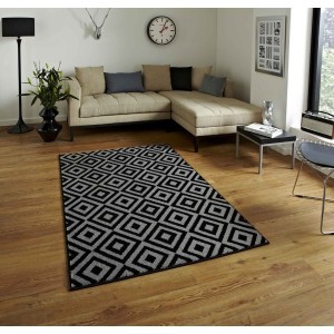 Trixx Geometry Black and Grey Rug