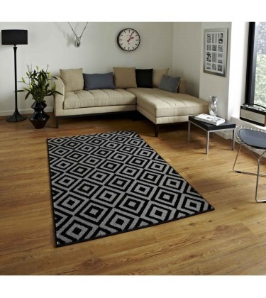 Trixx Geometry Black and Grey Rug